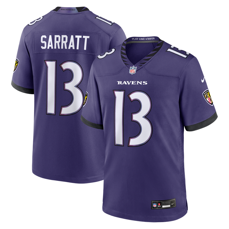 Baltimore Ravens Elijah Sarratt Purple Team Game Jersey