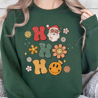 Ho Ho Ho Santa Graphic Crewneck, Retro Christmas Sweatshirt, Vintage Holiday Aesthetic Pullover, Adorable Teacher Xmas Sweater