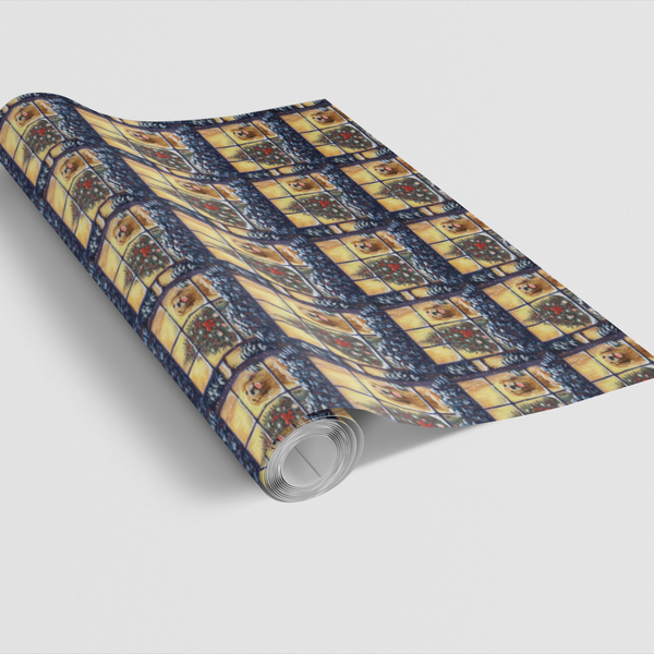 Winter Snow Scene Gift Wrap, Golden Retriever Christmas Wrapping Paper, Holiday Dog Wrapping Paper, Festive Pet Lover Gift Wr