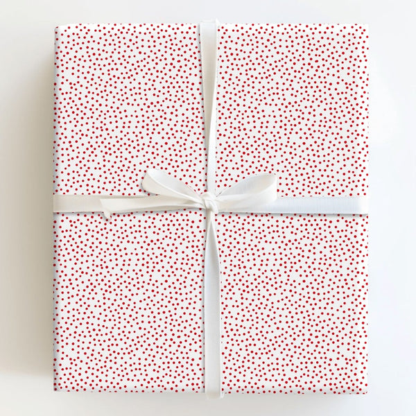 Minimalist Polka Dot Gift Wrap, Red Confetti Wrapping Paper, Scattered Dot Birthday Wrapping Paper, All Occasion Christmas Gi