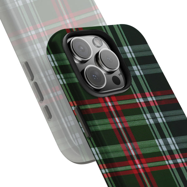 Red and Green Tartan Holiday Phone Case, Christmas Plaid iPhone Case, Dual Layer Winter Cover, Festive Check Phone Case, Xmas