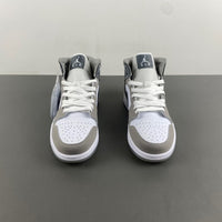 Mid Top Sneakers, White Gray Colorway, Lace Up Design, Casual Gift for Sneaker Fans