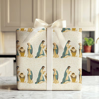 Holy Family Religious Gift Wrap, Nativity Scene Christmas Wrapping Paper, Christian Manger Illustration Paper, Holiday Wrapping Paper