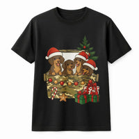 Wiener Dog Puppies Camo Box Shirt, Dachshund Christmas T-Shirt, Adorable Dog Lover Holiday Tee, Winter Puppy Graphic T-Shirt
