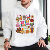Tis the Season Food Graphic Hoodie, Mexican Christmas Hoodie, Hispanic Culture Christmas Sweatshirt, Latino Holiday Pullover Hoodie