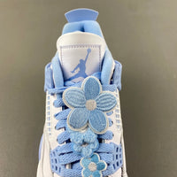 Low Top Sneakers, White Blue Colorway, Lace Up Design, Casual Gift for Sneaker Fans