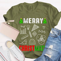 Math Holiday Equation Graphic Tee, Merry Christmath Humorous Math Teacher Shirt, STEM Educator Christmas T-Shirt, Math Lover Xmas Present