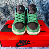Mid Top Sneakers, Green White Colorway, Lace Up Design, Casual Gift for Sneaker Fans