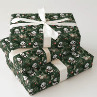 Holly Pine Christmas Gift Wrap, Green Panda Bear Wrapping Paper, Adorable Animal Holiday Present Paper, Festive Xmas Wrapping Paper
