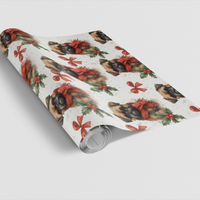 Christmas Puppy Wrapping Paper, Brussels Griffon Gift Wrap, Festive Santa Dog Gift Wrap Roll