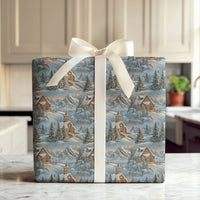 Winter Landscape Gift Wrap, Snowy Mountain Village Wrapping Paper, Christmas Wrapping Paper Roll, Comfy Chalet Holiday Present Wrap Paper