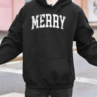 Distressed Collegiate Christmas Sweatshirt, Merry Christmas Hoodie, Retro Holiday Hoodie, Winter Christmas Pullover, Holiday Present for Men