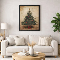Rustic Holiday Tree Wall Art, Vintage Christmas Tree Canvas Art, Festive Christmas Canvas Print, Seasonal Tree Decor, Holiday Home Present