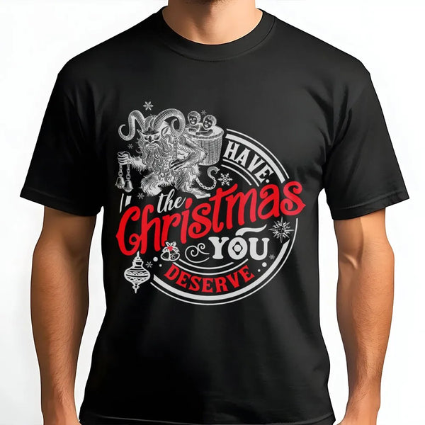 Humorous Sarcastic Holiday Shirt, Krampus Christmas T-Shirt, Retro Anti Christmas Graphic Tee, Vintage Spooky Xmas T-Shirt, D
