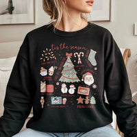Holiday Icons Xmas Graphic Sweater, Tis the Season Christmas Sweatshirt, Comfy Winter Crewneck Pullover, Festive Holiday Season Sweatshirt