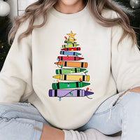 Crayon Tree Holiday Sweatshirt, Christmas Teacher Sweatshirt, Educator Winter Crewneck, School Teacher Xmas Pullover, Teacher Holiday Present