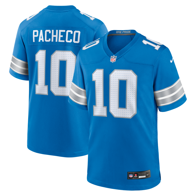 Detroit Lions Isiah Pacheco Blue Team Game Jersey