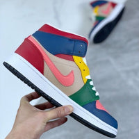 Mid Top Sneakers, Multicolor Colorway, Lace Up Design, Casual Gift for Sneaker Fans