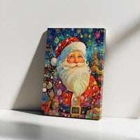 Colorful Holiday Canvas Wall Art, Mosaic Santa Claus Canvas Print, Christmas Santa Canvas, Festive Winter Wall Decor, Xmas Family Home Present