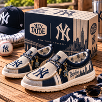NYY Pinstripe Study - Heritage Driving Loafers in Navy and Cream