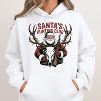 Christmas Deer Hunter Hoodie, Santa's Hunting Club Hoodie, Humorous Outdoorsman Sweatshirt, Hunting Hooded Sweatshirt, Holiday Present for Hunters