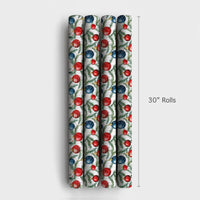 Watercolor Pine Christmas Gift Wrap, Red and Blue Ornament Wrapping Paper, Festive Bauble Wrapping Paper, Holiday Present Wrapping Paper