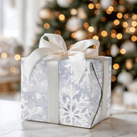 Watercolor Blue and White Christmas Gift Wrap, Winter Snowflake Wrapping Paper, Elegant Festive Wrapping Paper Roll, Holiday Present Paper