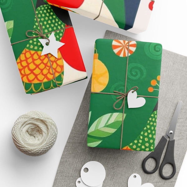 Abstract Marble Gift Wrap Roll, Green and Red Swirl Wrapping Paper, Modern Christmas Paper Wrap, Festive Holiday Birthday Gif