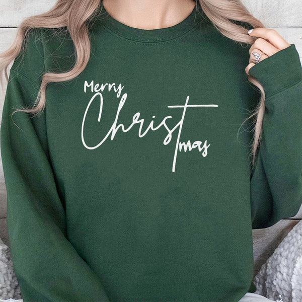 Minimalist Script Holiday Lettering Sweatshirt, Merry Christmas Sweatshirt, Aesthetic Winter Sweater, Comfy Xmas Family Crewn