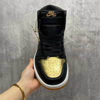 High Top Sneakers, Black Gold Colorway, Lace Up Design, Casual Gift for Sneaker Fans