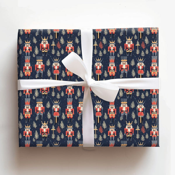 Navy Blue Nutcracker Gift Wrap, Nutcracker Christmas Wrapping Paper, Holiday Soldier Wrapping Paper, Festive Winter Holiday W