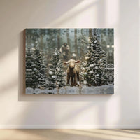 Snowy Christmas Forest Canvas Print, Jesus the Good Shepherd Canvas Art, Christian Winter Landscape Canvas, Religious Holiday Wall Decor