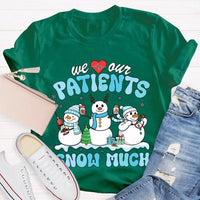 School Nurse Christmas Shirt, Snow Much Love for Our Patients T-Shirt, Adorable Snowman Nurse Holiday Tee, Pediatric Medical Staff Xmas Tee