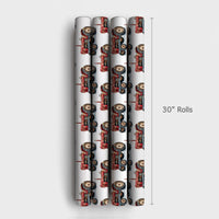 Rustic Farm Tractor Gift Wrap, Vintage Red Tractor Wrapping Paper, Farmhouse Christmas Wrapping Paper, Country Holiday Gift Wrap Roll
