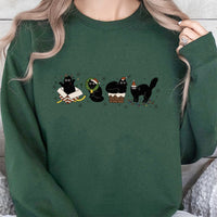 Adorable Festive Kitten Holiday Crewneck, Christmas Black Cat Sweatshirt, Black Cat Christmas Sweater, Comfy Holiday Cat Lover Present Pullover