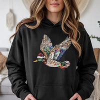 Christmas Duck Hunter Hooded Sweatshirt, Sparkling Rhinestone Mallard Duck Hoodie, Winter Outdoor Pullover Hoodie, Holiday Hunter Present
