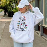 Santa Hat Lab Dog Sweatshirt, Labrador Christmas Hoodie, Adorable Xmas Dog Graphic Hoodie, Festive Holiday Pullover Hoodie, Dog Lover Present