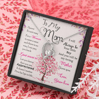 Sparkling CZ Heart Pendant Necklace, To My Mom Forever Love Heart Necklace, 14K White Gold Mom Necklace from Son, Christmas Birthday Present