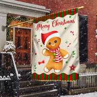 Double Sided Holiday Yard Flag, Gingerbread Man Christmas Garden Flag, Adorable Winter Cookie Flag, Festive Seasonal Outdoor Lawn House Decor