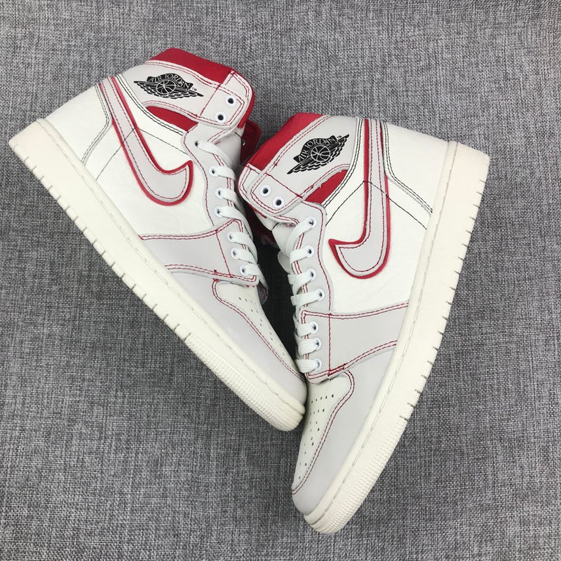 High Top Sneakers, White Red Colorway, Lace Up Design, Casual Gift for Sneaker Fans