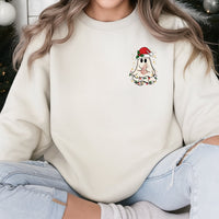 Adorable Holiday Ghost Crewneck, Christmas Ghost Sweatshirt, Festive Xmas Ghost Pocket Sweater, Spooky Christmas Pullover, Adorable Winter Present