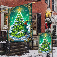 Shamrock Tree Leprechaun Yard Flag, Irish Christmas Garden Flag, St Patricks Holiday Outdoor Flag, Double-Sided Celtic Lawn Decor