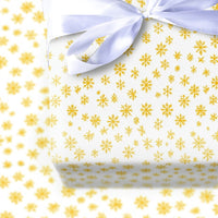 Yellow Winter Snowflake Gift Wrap, Golden Snowflake Wrapping Paper, Elegant Holiday Wrapping Paper, Christmas Present Paper, Gift Wrap Roll