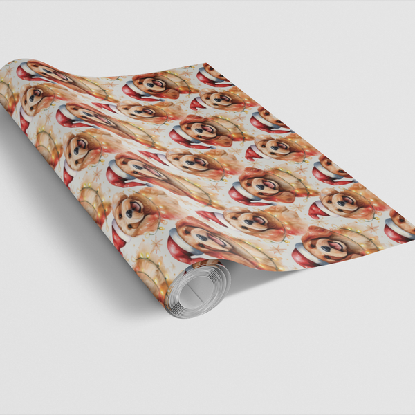 Santa Hat Dog Holiday Gift Wrap, Cavapoo Christmas Wrapping Paper, Festive Cavapoo Wrapping Paper, Adorable Dog Lover Xmas Gi