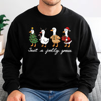 Festive Christmas Duck Holiday Crewneck, Just A Jolly Goose Sweatshirt, Adorable Winter Goose Pullover, Xmas Animal Lover Present