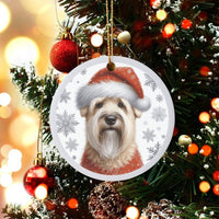 Santa Hat Dog Ornament, Wheaten Terrier Christmas Ornament, Adorable Ceramic Puppy Ornament, Festive Holiday Tree Decor, Dog Lover Present