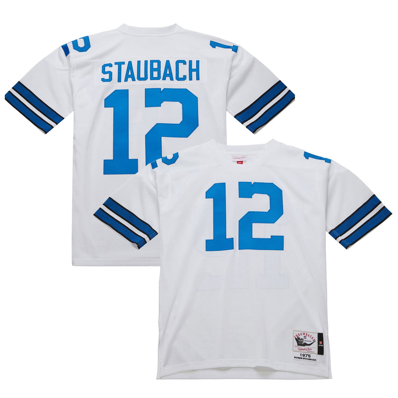 Dallas Cowboys 1975 Roger Staubach White Authentic Throwback Retired Player Jersey
