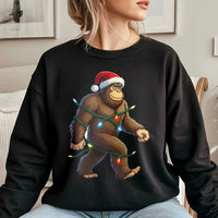 Sasquatch Christmas Lights Sweatshirt, Bigfoot Christmas Sweatshirt, Humorous Bigfoot Christmas Crewneck, Retro Yeti Xmas Sweater, Holiday Present