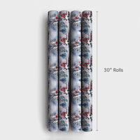 Winter Wonderland Gift Wrap, Snowy Red House Christmas Wrapping Paper, Comfy Cabin Holiday Wrapping Paper, Festive Scenic Gift Wrap Roll