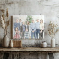 Personalized Family Canvas Print, Custom Watercolor Family Portrait Canvas, Keepsake Holiday Wall Art, Unique Christmas Canvas Present for Mom